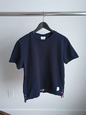 Thom Browne New York Navy Blue Cotton T-Shirt Size 2